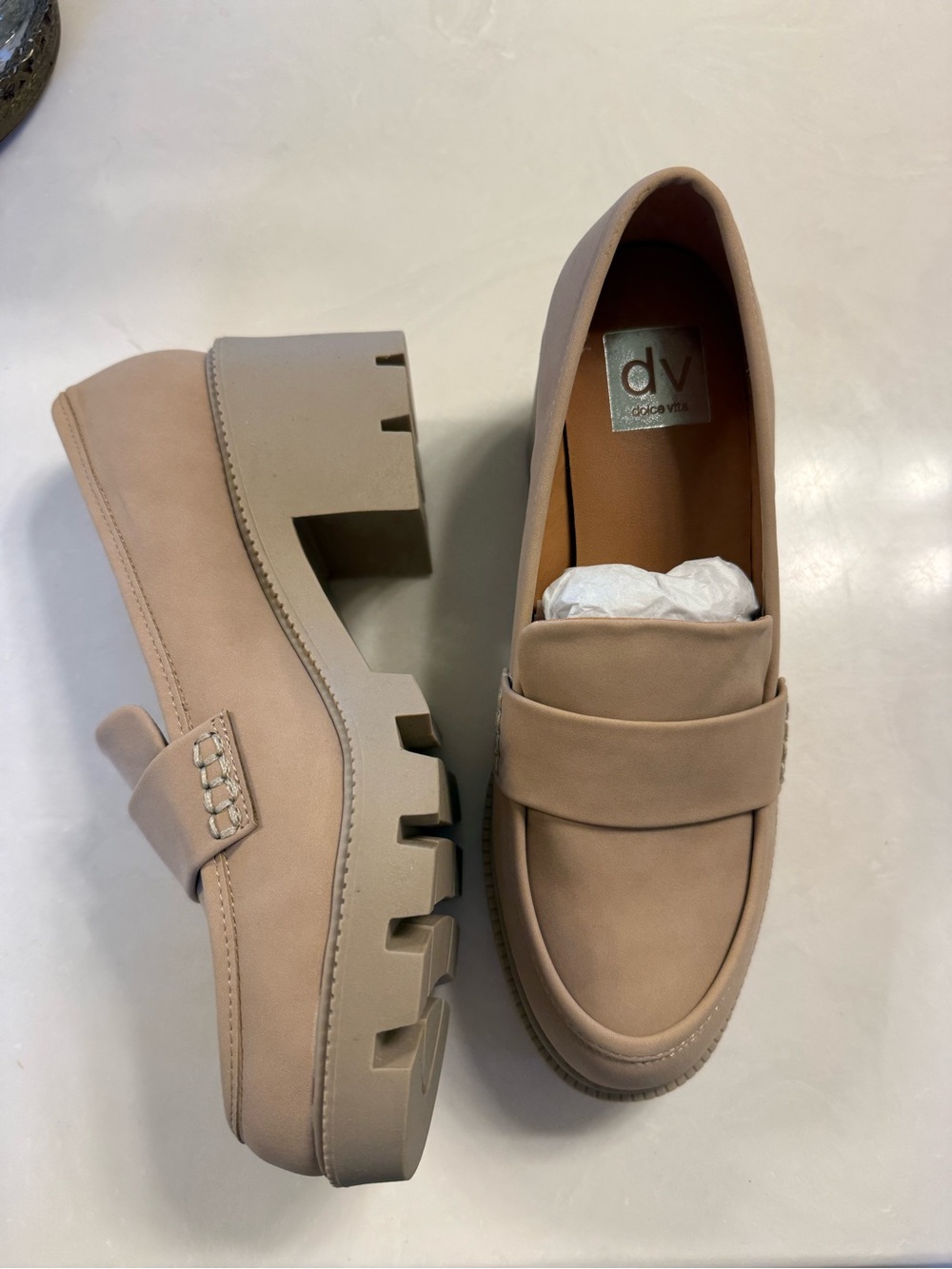 DV by Dolce Vita Taupe Chunky Lug Loafers